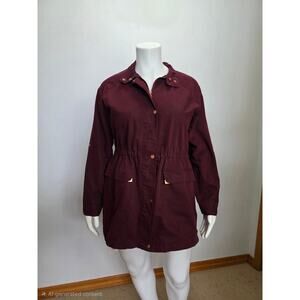 A New Day Women’s Burgundy Field Jacket with Waist Cinch Size XXL